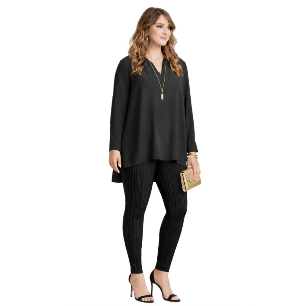 Time and true, Elegant Black Women's sheer tunic top, size 1x